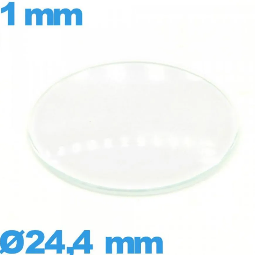 Verre pour montre 24,4 mm verre minéral circulaire bombé