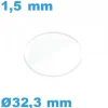 Verre pour Montre Plat Biseauté 32,3 x 1,5 mm