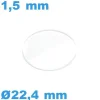 Verre pour Montre Plat Minéral 22,4 x 1,5 mm à Chanfrein