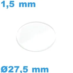 Verre pour montre plat minéral 27,5*1,5 mm avec chanfrein