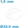 Verre pour Montre Plat Minéral 32,5*1.5 mm à Chanfrein