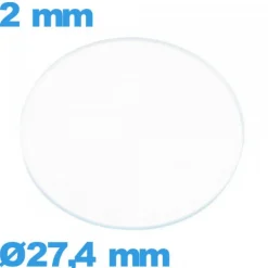 Verre pour Montre Plat Minéral 27,4 mm Circulaire
