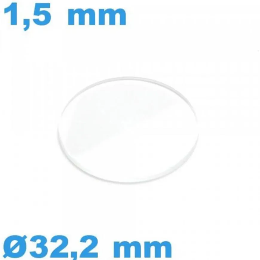 Verre pour Montre Plat 32,2*1.5 mm Biseauté