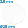 Verre pour montre verre minéral circulaire 35 mm