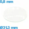 Verre pour montre verre minéral 31,3 mm bombé circulaire