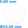 Verre Saphir 33,50 mm de montre Rond Plat épaisseur 0,80 mm résistant aux rayures