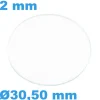 Verre Saphir 30,50 mm de montre Rond Plat épaisseur 2 mm inrayable