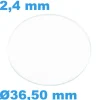 Verre Saphir 36,5 mm Plat de montre Circulaire épaisseur 2,4 mm inrayable