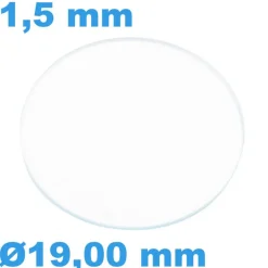 Verre Saphir 19 mm Plat de montre Circulaire épaisseur 1,5 mm résistant aux rayures