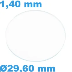 Verre Saphir 29,60 mm Plat Sternkreuz de montre Rond épaisseur 1,40 mm inrayable