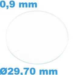 Verre Saphir 29,70 mm Plat Sternkreuz de montre Circulaire épaisseur 0,9 mm inrayable