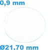Verre Saphir 21,6 mm Plat Sternkreuz de montre Circulaire épaisseur 0,9 mm inrayable