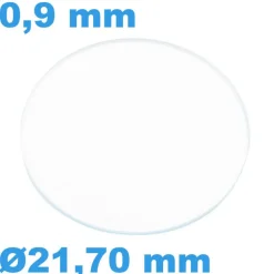 Verre Saphir 21,6 mm Plat Sternkreuz de montre Circulaire épaisseur 0,9 mm inrayable