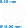 Verre Saphir 18 mm Plat Sternkreuz de montre Rond épaisseur 0,80 mm inrayable