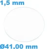 Verre Saphir 41 mm pour montre Circulaire Plat épaisseur 1,5 mm inrayable