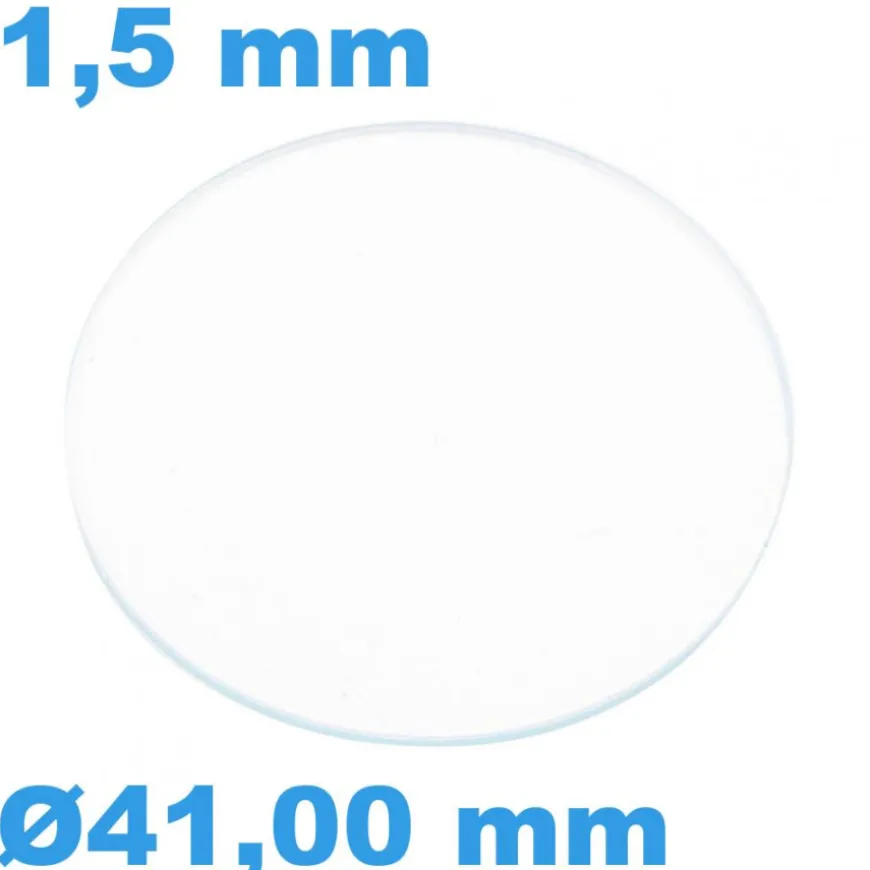 Verre Saphir 41 mm pour montre Circulaire Plat épaisseur 1,5 mm inrayable