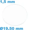 Verre Saphir 19,5 mm pour montre Rond Plat épaisseur 1,5 mm inrayable