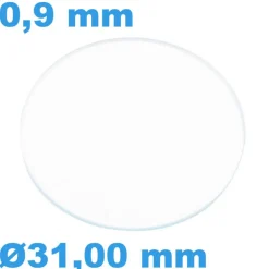 Verre Saphir 31 mm Sternkreuz pour montre Circulaire Plat épaisseur 0,9 mm inrayable