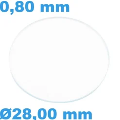 Verre Saphir Plat de montre Circulaire 28 mm épaisseur 0,80 mm résistant aux rayures