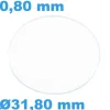 Verre Saphir Plat de montre Circulaire 31,80 mm épaisseur 0,80 mm résistant aux rayures