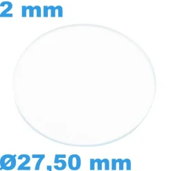 Verre Saphir Plat de montre Circulaire 27,50 mm épaisseur 2 mm résistant aux rayures