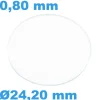 Verre Saphir Plat de montre Rond 24,20 mm épaisseur 0,80 mm résistant aux rayures