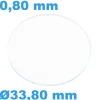 Verre Saphir Plat de montre Rond 33,80 mm épaisseur 0,80 mm résistant aux rayures