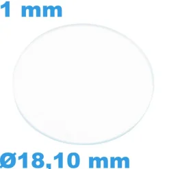 Verre Saphir Plat pour montre Rond 18,1 mm épaisseur 1 mm résistant aux rayures