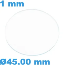 Verre Saphir Plat pour montre Circulaire 45 mm épaisseur 1 mm inrayable