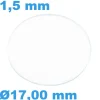Verre Saphir Plat pour montre Circulaire 17,00 mm épaisseur 1,5 mm inrayable