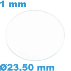 Verre Saphir pour montre Plat Rond 23,50 mm épaisseur 1 mm résistant aux rayures