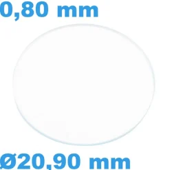 Verre Sternkreuz Plat Rond Saphir de montre 20,9 mm épaisseur 0,80 mm résistant aux rayures