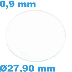 Verre Sternkreuz pour montre 27,90 mm Saphir Plat Circulaire épaisseur 0,9 mm résistant aux rayures