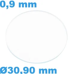 Verre Sternkreuz Rond Saphir 30,90 mm pour montre Plat épaisseur 0,9 mm résistant aux rayures