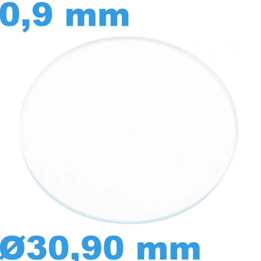 Verre Sternkreuz Rond Saphir 30,90 mm pour montre Plat épaisseur 0,9 mm résistant aux rayures