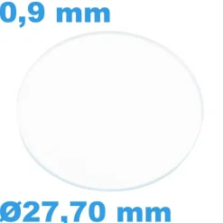Verre Sternkreuz Rond Saphir 27,70 mm pour montre Plat épaisseur 0,9 mm inrayable