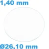 Verre Sternkreuz Saphir Plat pour montre Circulaire 26,10 mm épaisseur 1,40 mm résistant aux rayures