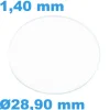 Verre Sternkreuz Saphir Plat de montre Rond 28,90 mm épaisseur 1,40 mm résistant aux rayures
