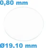 Verre Sternkreuz Saphir Plat pour montre Rond 19,1 mm épaisseur 0,80 mm résistant aux rayures