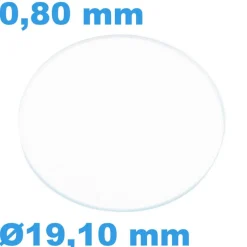 Verre Sternkreuz Saphir Plat pour montre Rond 19,1 mm épaisseur 0,80 mm résistant aux rayures