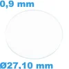 Verre Sternkreuz Saphir pour montre Plat Circulaire 27,10 mm épaisseur 0,9 mm résistant aux rayures