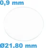 Verre Sternkreuz Saphir pour montre Plat Circulaire 21,8 mm épaisseur 0,9 mm résistant aux rayures