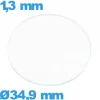 Verre verre minéral circulaire 34,9 mm de montre