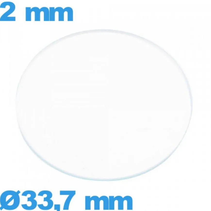 Verre verre minéral circulaire 33,7 mm pour montre