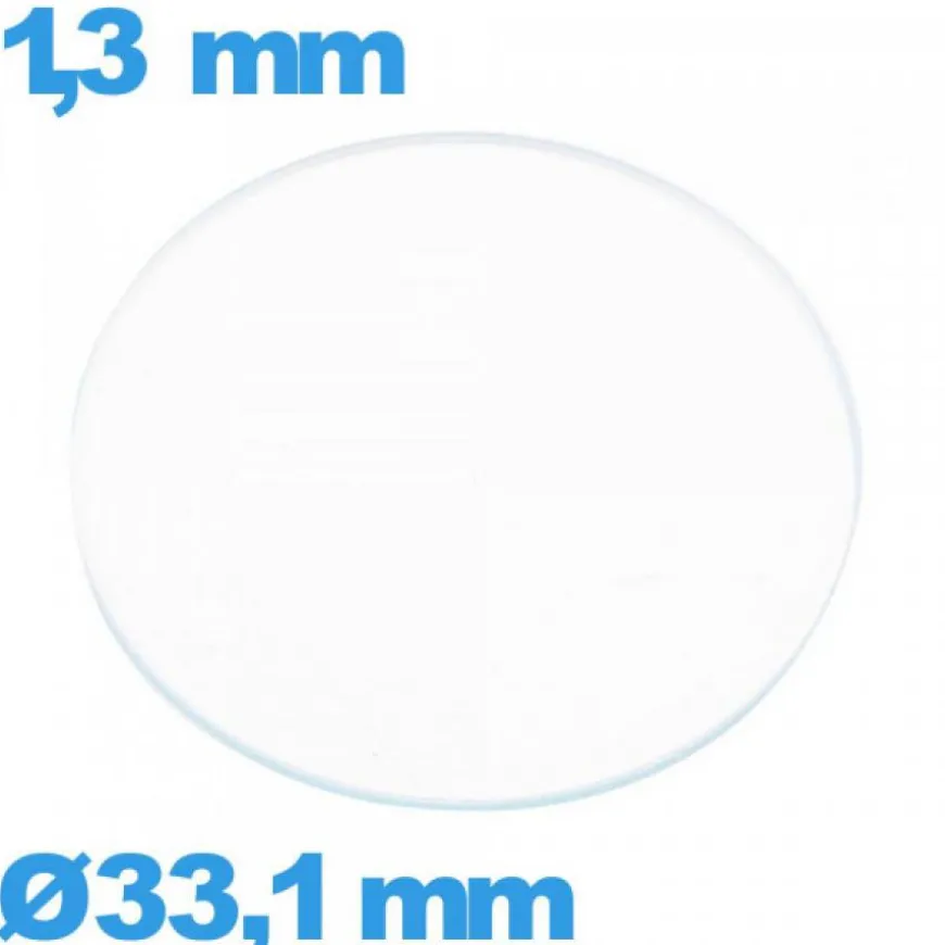 Verre verre minéral montre circulaire 33,1 mm